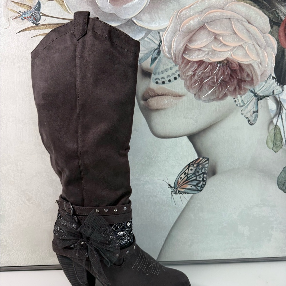 Not Rated Dark Brown Boots With 3in Heel